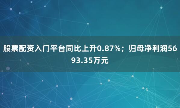 股票配资入门平台同比上升0.87%；归母净利润5693.35万元